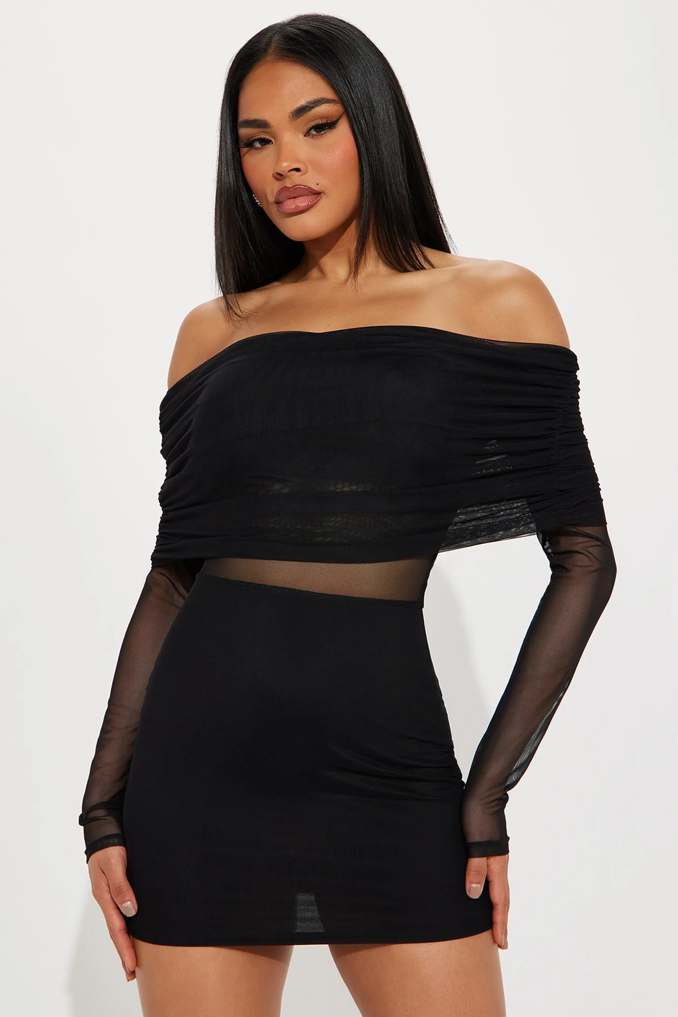 Raveena Mesh Mini Dress - Black