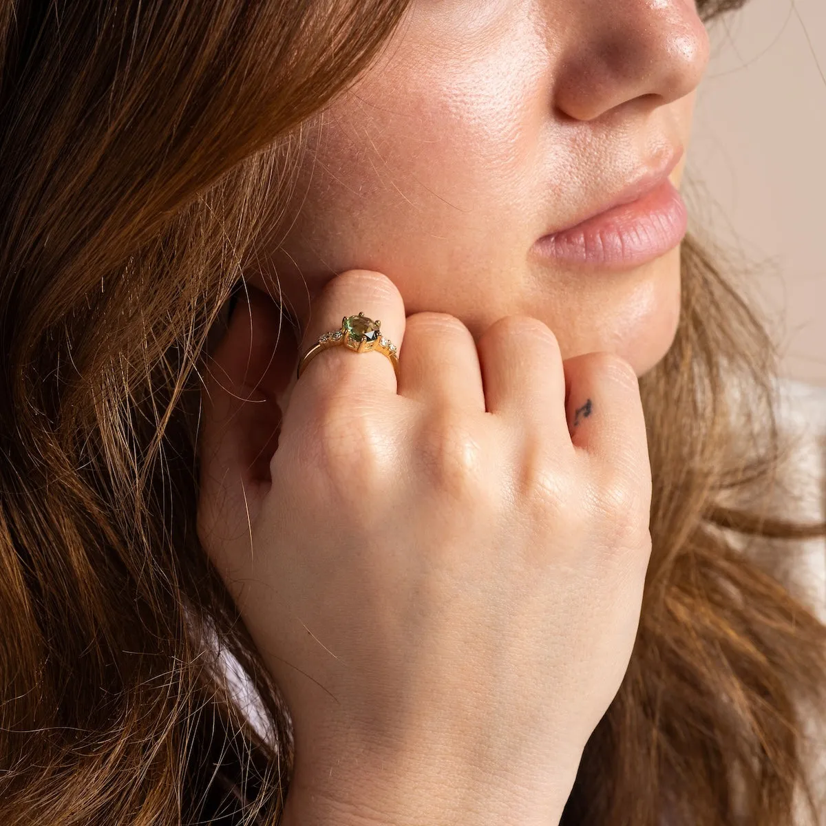 Regal Rose Ring in Green Sapphire