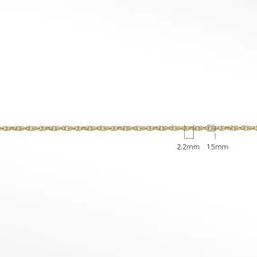 Rope 2.2x1.5mm Yellow Gold Filled Chain for Permanent Jewelry Sold by the inch