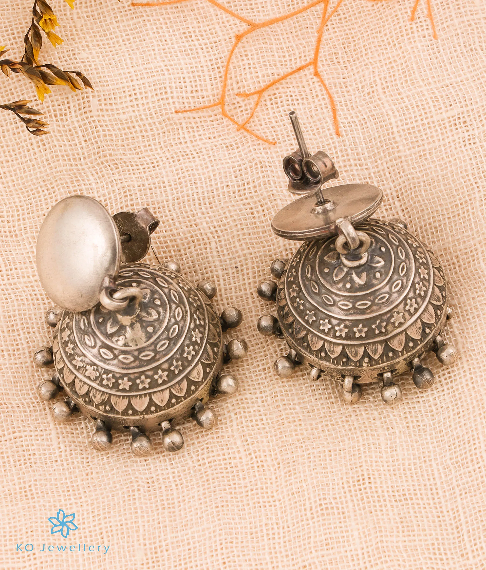 The  Manasvini Silver Antique Jhumkas