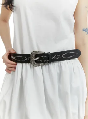 Vintage Studded Faux Leather Belt CM429